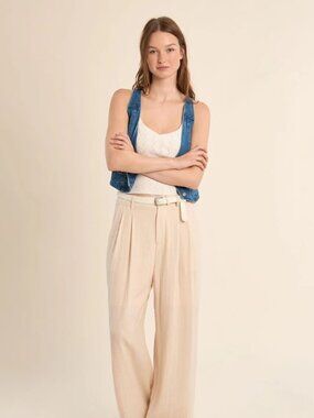 Molly Bracken Ladies Off White Woven Pants